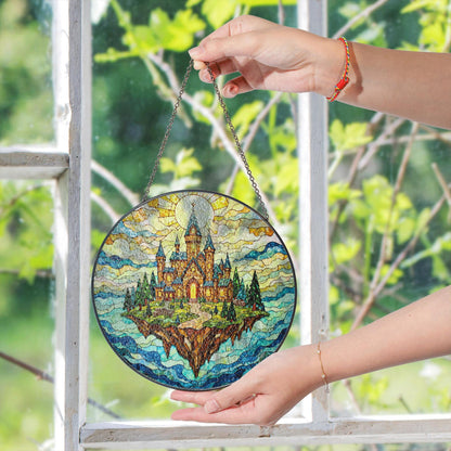Floating Castle Fantasy Suncatcher Stained Glass Window Decor Gift