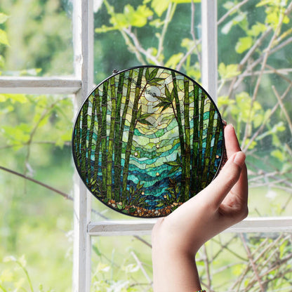 Tranquil bamboo forest stained glass suncatcher nature decor for window light catcher Mothers Day gift