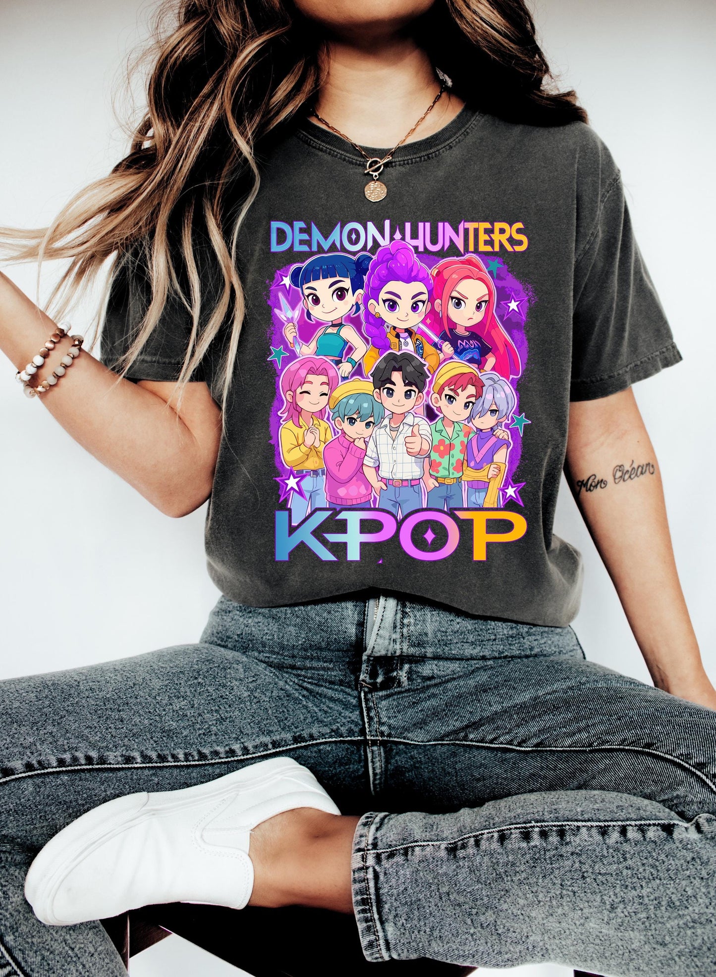 Kpop Demon Hunters T Shirt, Huntrix Girl Shirt, Kpop Idol Group Shirt, Mira, Rumi, Joey Shirt, Demon Hunter Merch, Gift For Huntrix Fan