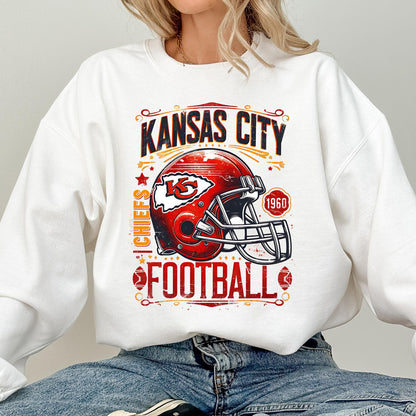 Vintage Chiefs Football Sweatshirt, Chiefs Shirt, Kansas City Shirt, American Football Crewneck, Game Day Taylors Boyfriend Shirt