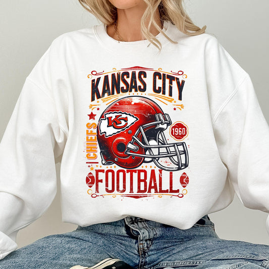 Vintage Chiefs Football Sweatshirt, Chiefs Shirt, Kansas City Shirt, American Football Crewneck, Game Day Taylors Boyfriend Shirt