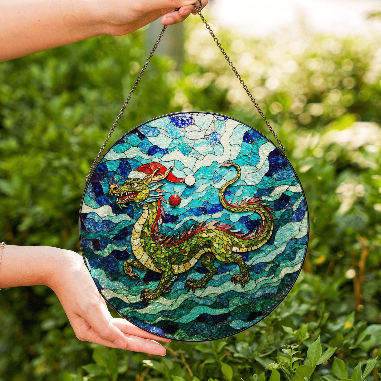 Suncatcher stained glass dragon design Christmas gift for mom Mothers Day gift