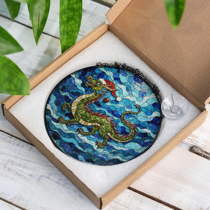 Suncatcher stained glass dragon design Christmas gift for mom Mothers Day gift