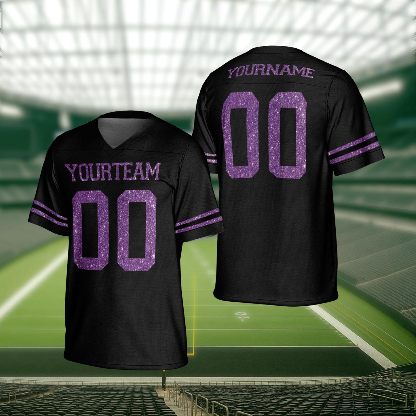 Women Glitter Pattern Personalized Football Jersey, Custom Glitter Jersey Shirt, Customized Glitter Name And Number Jersey For Sport Fan