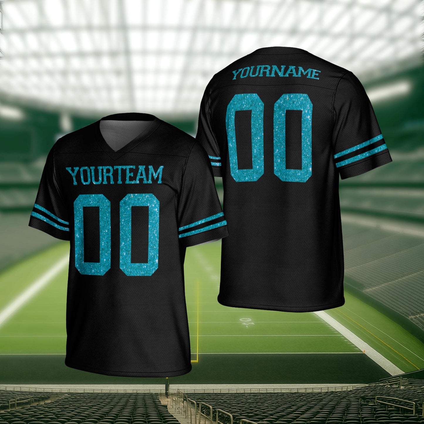 Women Glitter Pattern Personalized Football Jersey, Custom Glitter Jersey Shirt, Customized Glitter Name And Number Jersey For Sport Fan