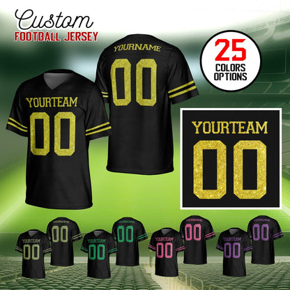 Women Glitter Pattern Personalized Football Jersey, Custom Glitter Jersey Shirt, Customized Glitter Name And Number Jersey For Sport Fan