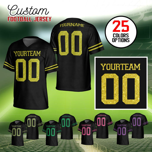 Women Glitter Pattern Personalized Football Jersey, Custom Glitter Jersey Shirt, Customized Glitter Name And Number Jersey For Sport Fan