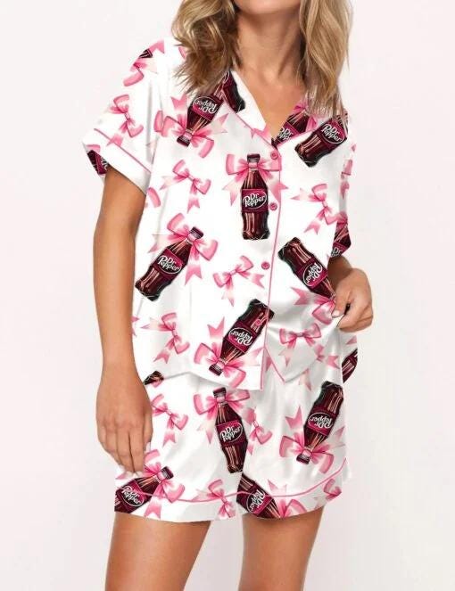 Coquette Pepper Drink Satin Pajama Set For Women  Pajamas Set