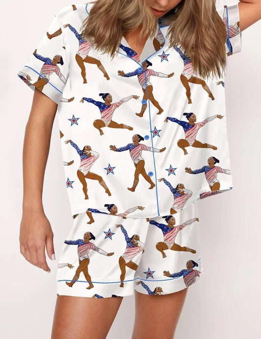 Gymnastics Champion Satin Pajama Set  Pajamas Set