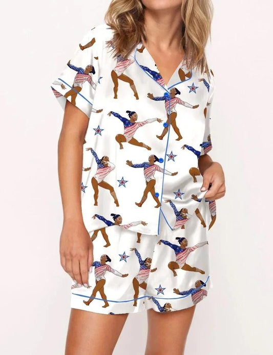 Gymnastics Champion Satin Pajama Set  Pajamas Set