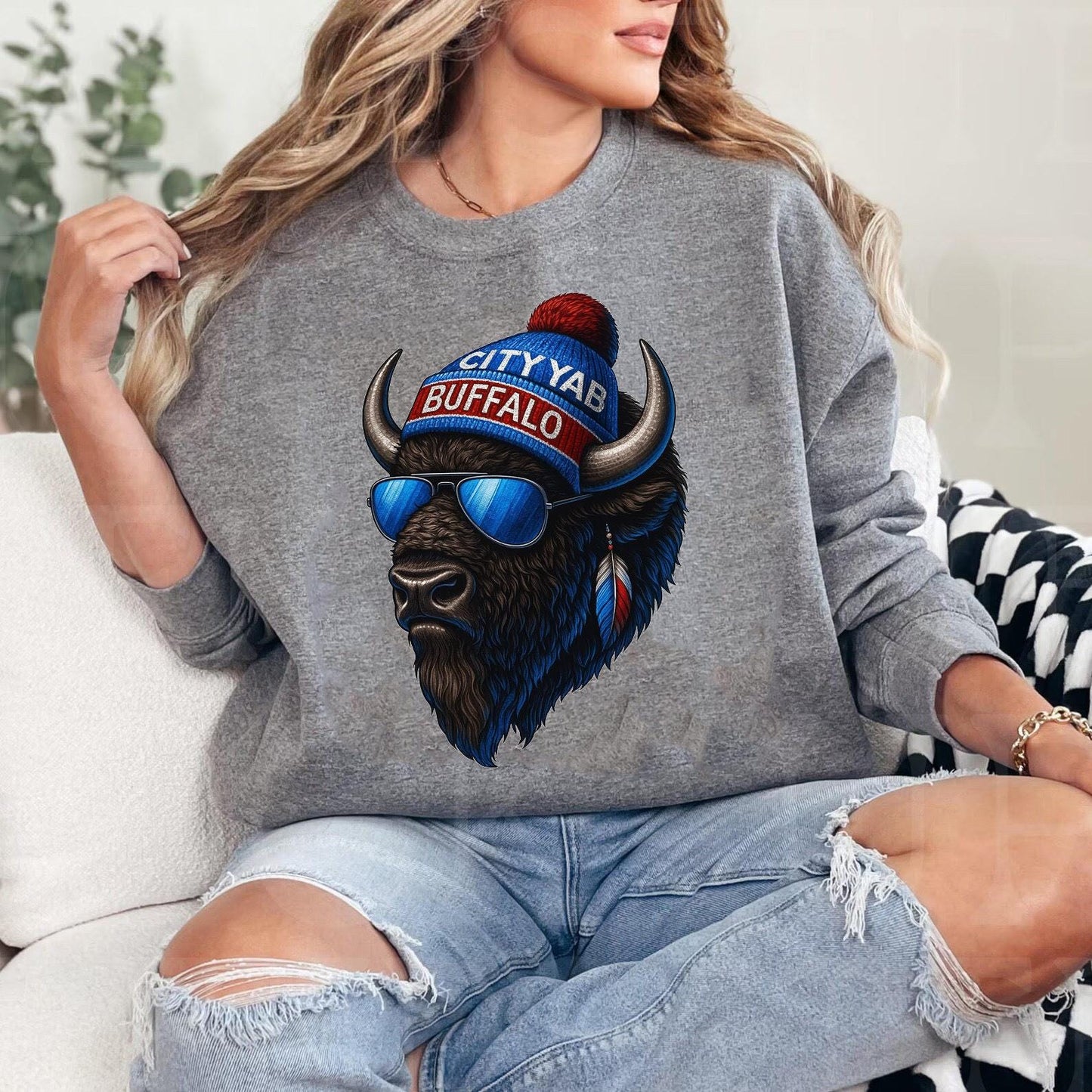 Buffalo Football Sweatshirt, Buffalo Mascot Sweatshirt, Buffalo Football Fan Shirt, Trendy Game Day Gift Tee, Retro Sports Fan Shirt