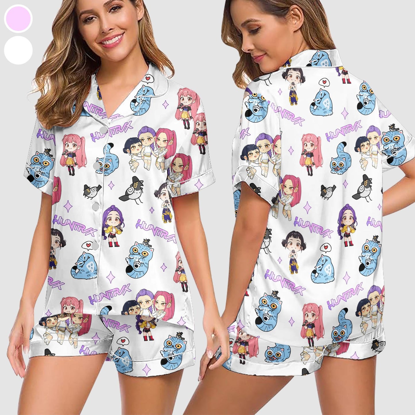 Kpop Demon Hunters Satin Pajama Set, Derpy the Tiger And Bird Sleepwear, Kpop Saja Boys Women Pajamas, Kpop Demon Hunter Shirt
