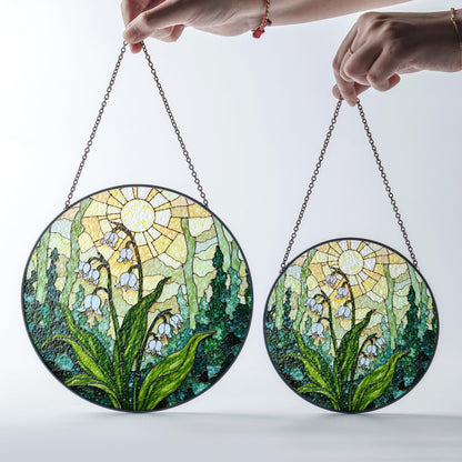Lily of the valley stained glass suncatcher window hanging spring home decor mothers day gift