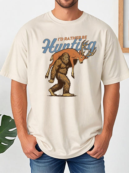 I'd Rather Be Hunting Shirt, Bigfoot Hunting Shirt, Funny Sasquatch Carrying Deer, Rustic Hunter Gift, Sasquatch Graphic Tee, Cryptid Tee