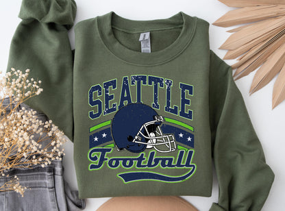 SEATTLE 1974 FOOTBALL Sweatshirt, SEATTLE 1974 FOOTBALL Shirt Retro Style 90s Vintage Unisex Crewneck, Graphic Tee Gift For Football Fan Sport