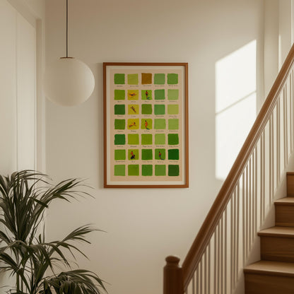 Mid Century Modern Green Stripe Print: Pastel Swimmers Wall Art