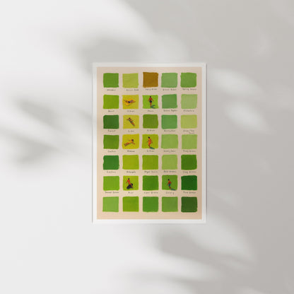 Mid Century Modern Green Stripe Print: Pastel Swimmers Wall Art