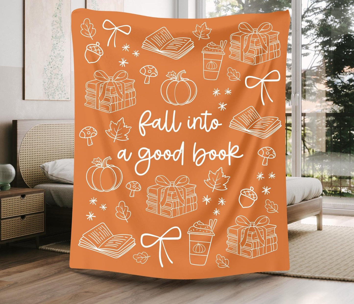 Fall Into a Good Book, Fall Book Lover Throw Blanket, Fall Book Blanket, Fall Book Lover Gift, Reading Nook Blanket, Fall Book Throw Blanket