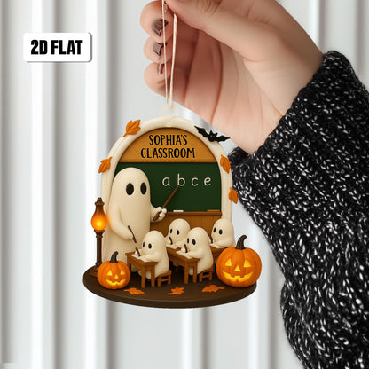 Personalized Dreamy Teacher's Classroom 2D Flat Acrylic Ornament, Trick or Treat Ornament, Custom Classroom, Halloween Window Hangings
