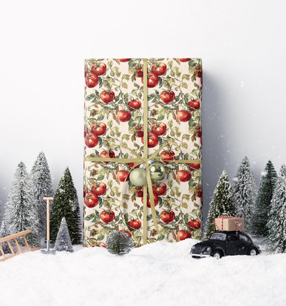 Farmers Market Wrapping Paper Roll Rustic Farmhouse Gift Wrap Featuring Tomatoes Vegetables Farm Fresh Organic Eco Kitchen Style #17