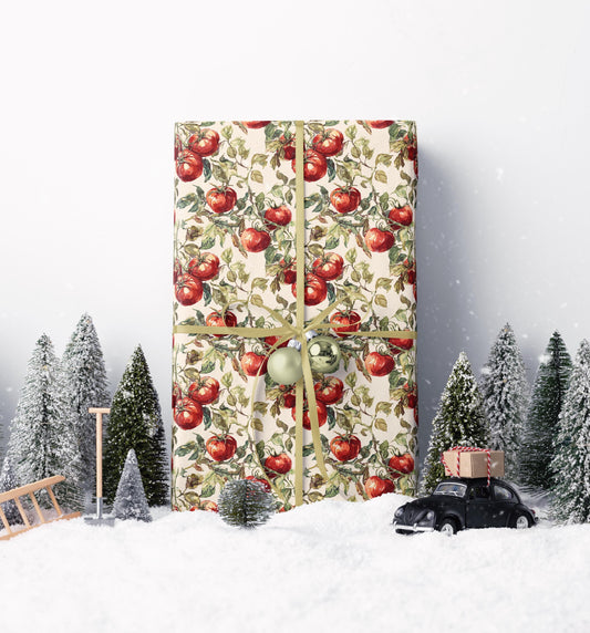 Farmers Market Wrapping Paper Roll Rustic Farmhouse Gift Wrap Featuring Tomatoes Vegetables Farm Fresh Organic Eco Kitchen Style #17