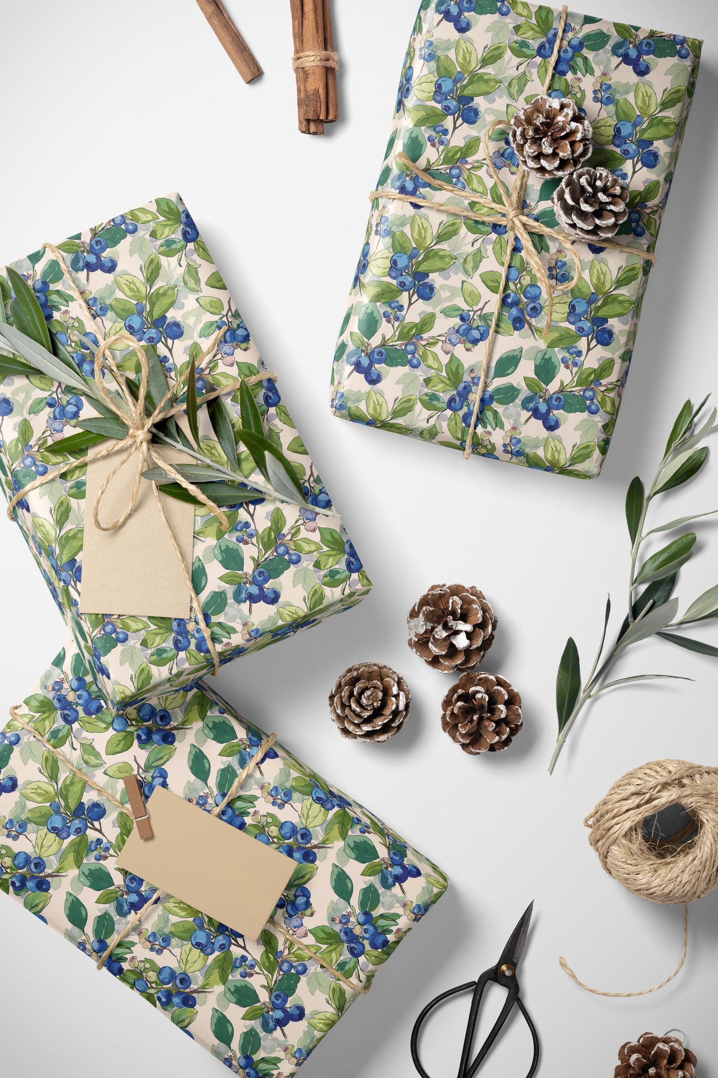 Farmers Market Wrapping Paper Roll Rustic Country Blueberries Design Eco Farmhouse Kitchen Organic Fruit Gift Wrap #29