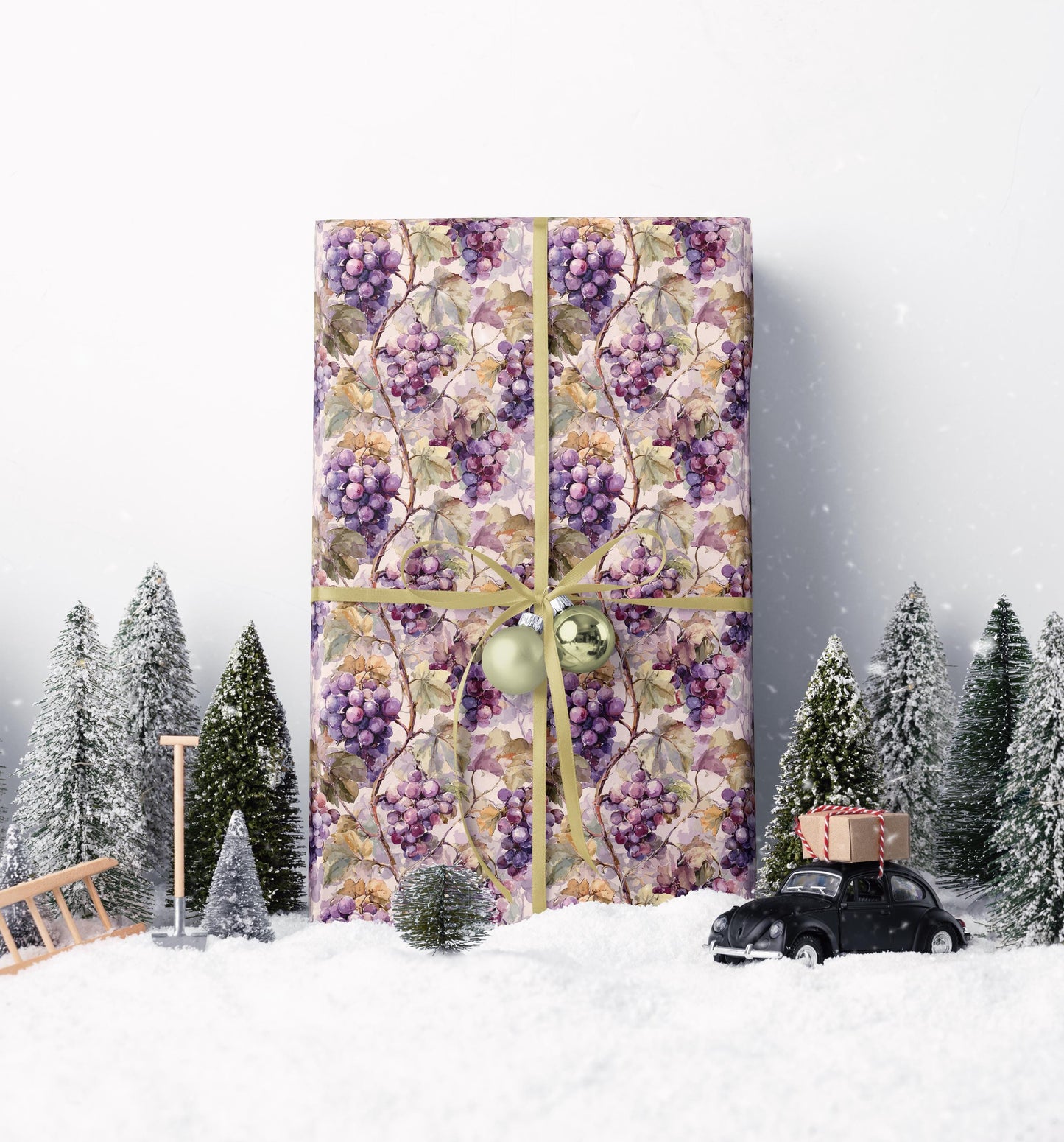 Farmers Market Wrapping Paper Roll Rustic Farmhouse Grapes Design Eco Friendly Country Kitchen Vineyard Fruit Gift Wrap #50