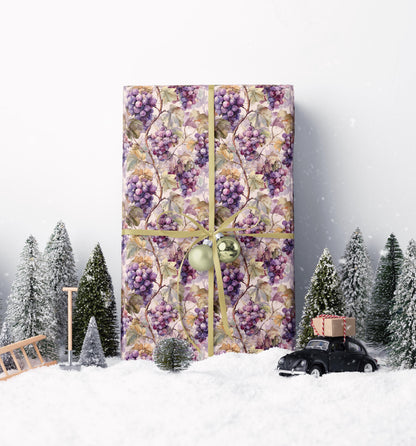 Farmers Market Wrapping Paper Roll Rustic Farmhouse Grapes Design Eco Friendly Country Kitchen Vineyard Fruit Gift Wrap #50