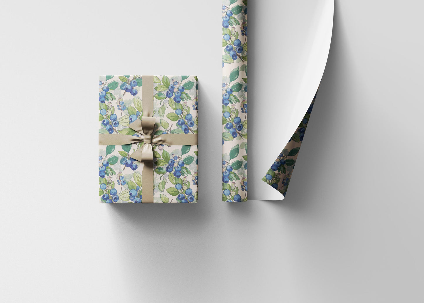 Farmers Market Wrapping Paper Roll Rustic Country Blueberries Design Eco Farmhouse Kitchen Organic Fruit Gift Wrap #29