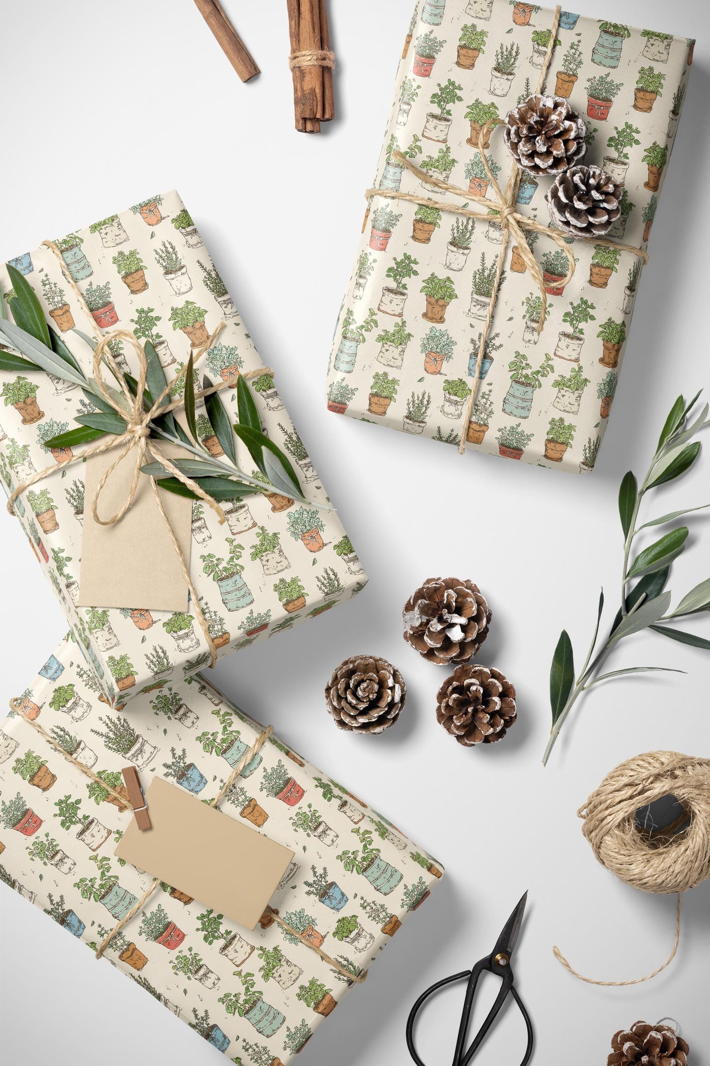 Farmers Market Wrapping Paper Roll Rustic Farmhouse Kitchen Herbs Basil Parsley Rosemary Eco Friendly Country Gift Wrap #42