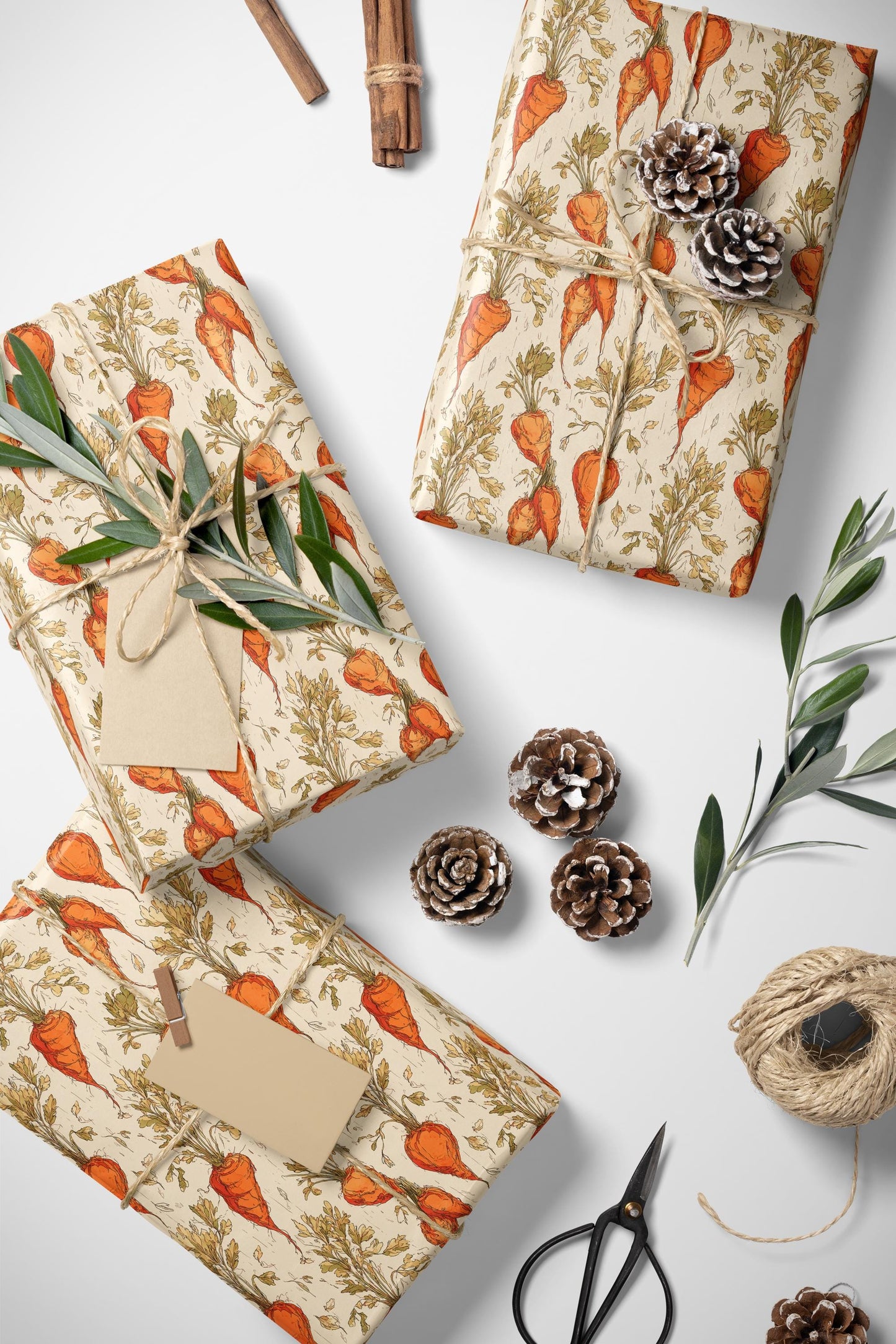 Farmers Market Wrapping Paper Roll Rustic Kitchen Foodie Style Featuring Carrots Vegetables Eco Farmhouse Country Gift Wrap #22