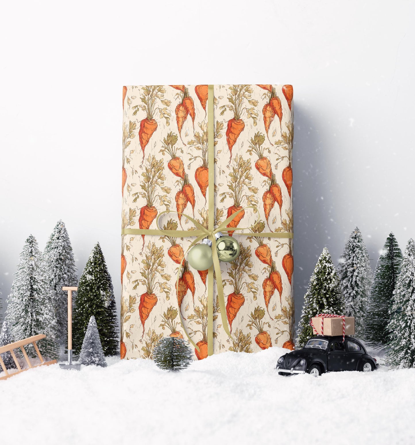 Farmers Market Wrapping Paper Roll Rustic Kitchen Foodie Style Featuring Carrots Vegetables Eco Farmhouse Country Gift Wrap #22