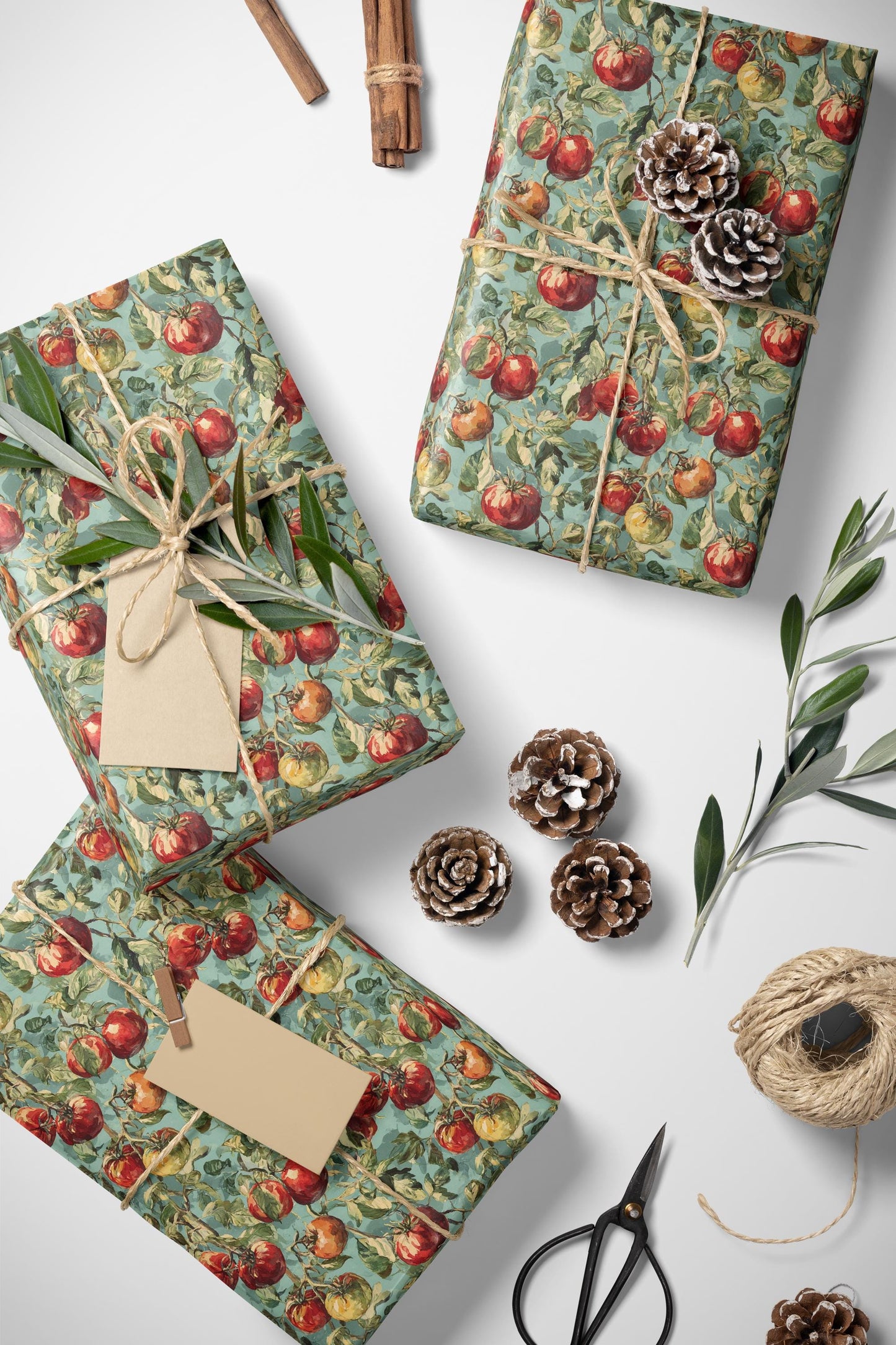 Farmers Market Wrapping Paper Roll Vintage Inspired Tomato Design Rustic Farmhouse Kitchen Eco Country Foodie Gift Wrap #18