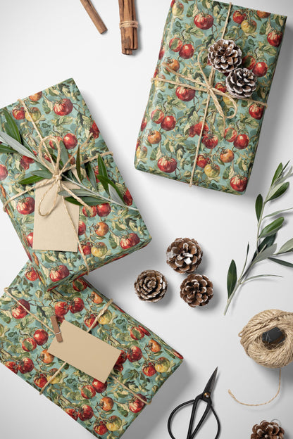 Farmers Market Wrapping Paper Roll Vintage Inspired Tomato Design Rustic Farmhouse Kitchen Eco Country Foodie Gift Wrap #18
