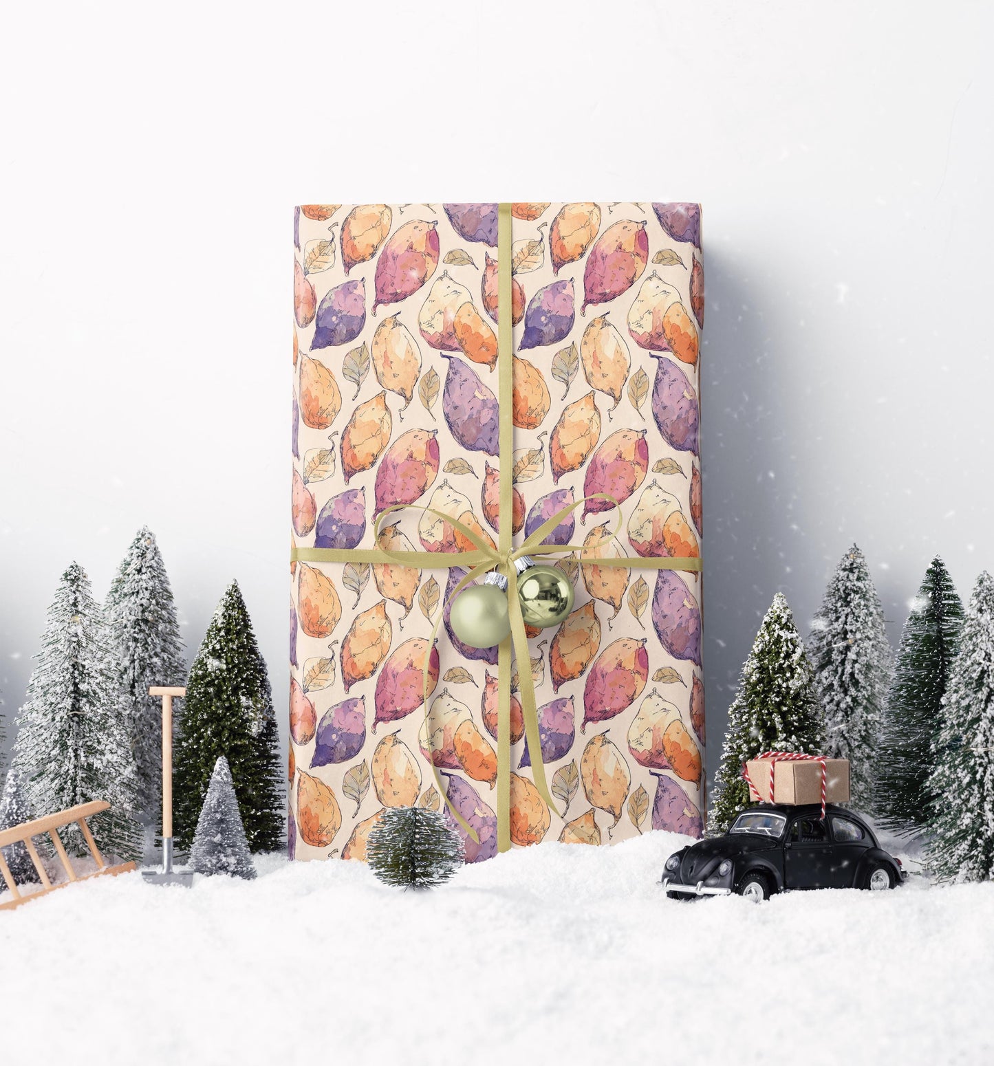 Sweet Potato Farmers Market Wrapping Paper Roll Farm Fresh Fruits Vegetables Rustic Country Eco Kitchen #11
