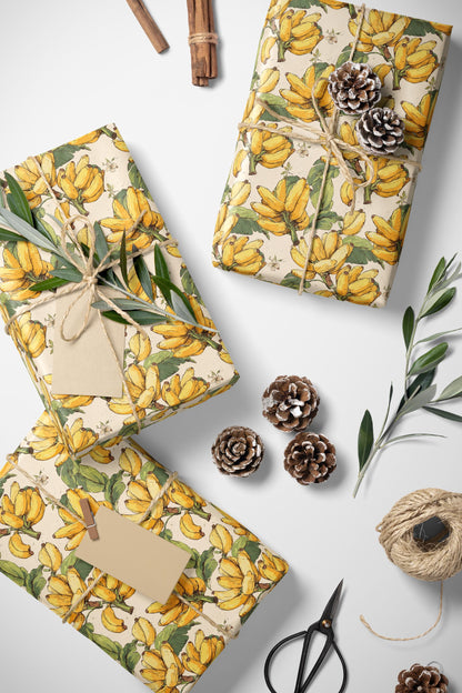 Farmers Market Bananas Wrapping Paper Roll Farm Fresh Fruits Rustic Eco Kitchen Foodie Farmhouse Gift Wrap Design #6