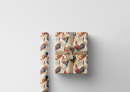Farmers Market Wrapping Paper Roll Fresh Farm Chickens Rustic Country Farmhouse Eco Friendly Barnyard Kitchen Gift Wrap #24
