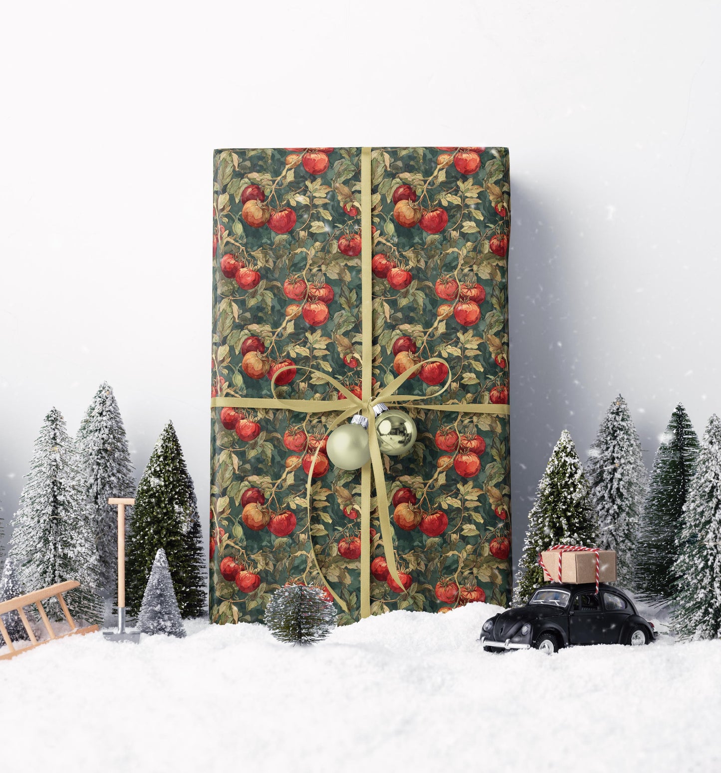 Farmers Market Wrapping Paper Roll Farm Fresh Tomatoes Illustration Rustic Country Veggies Eco Kitchen Organic Gift Wrap #16