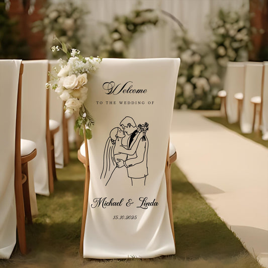 Personalized Fabric Wedding Welcome Sign – Custom Ceremony Entrance Banner | Modern Minimalist Wedding Decor | Welcome To Our Wedding