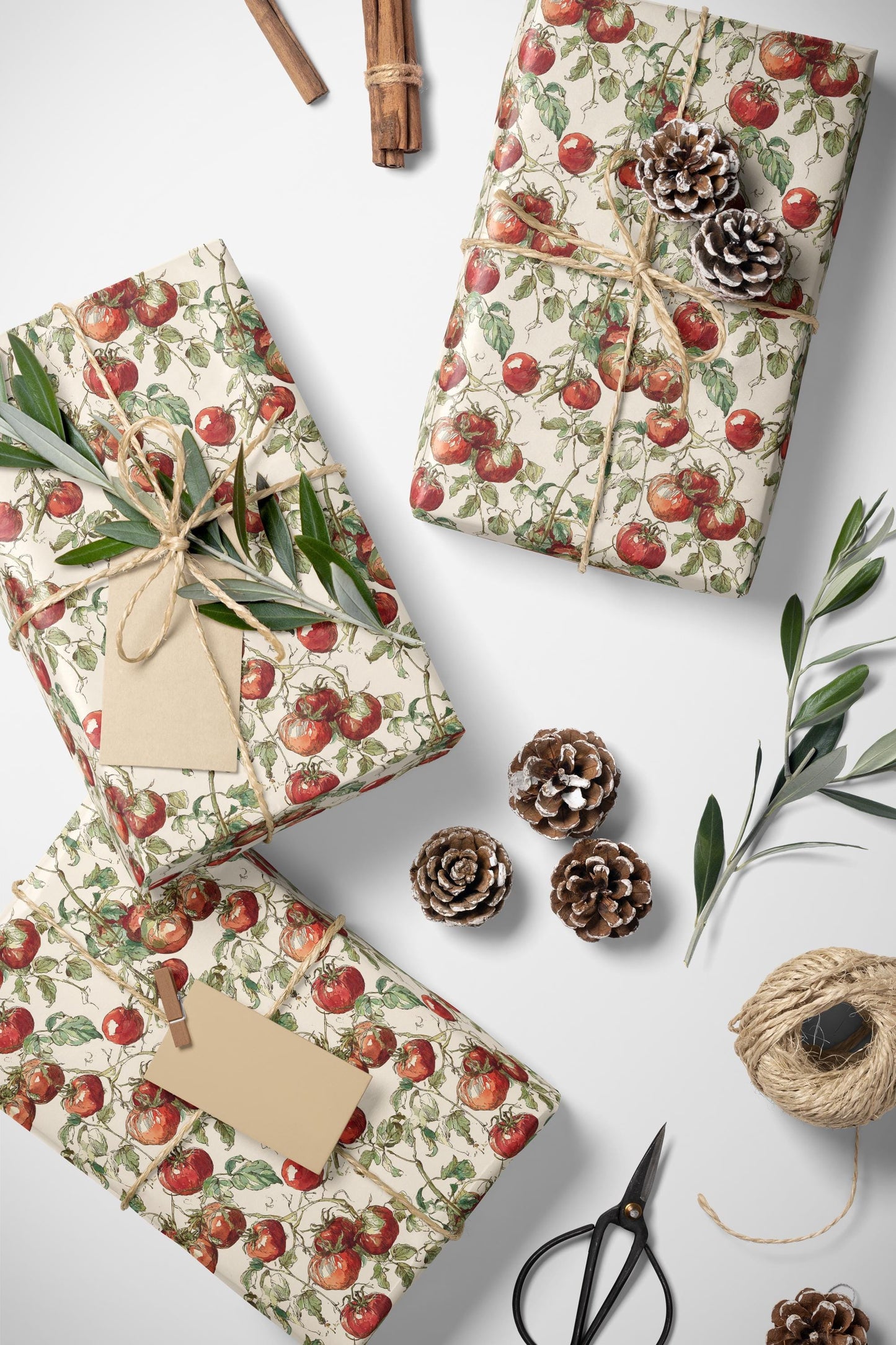 Farmers Market Wrapping Paper Roll Country Farmhouse Style Red Tomatoes Vegetables Rustic Kitchen Eco Organic Gift Wrap Design #15