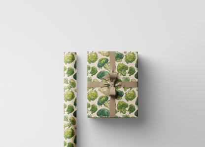 Broccoli Farmers Market Wrapping Paper Roll Rustic Country Fruits Vegetables Illustration Organic Kitchen