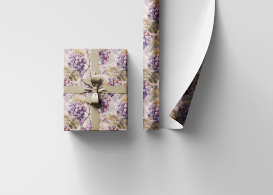 Farmers Market Wrapping Paper Roll Rustic Farmhouse Grapes Design Eco Friendly Country Kitchen Vineyard Fruit Gift Wrap #50