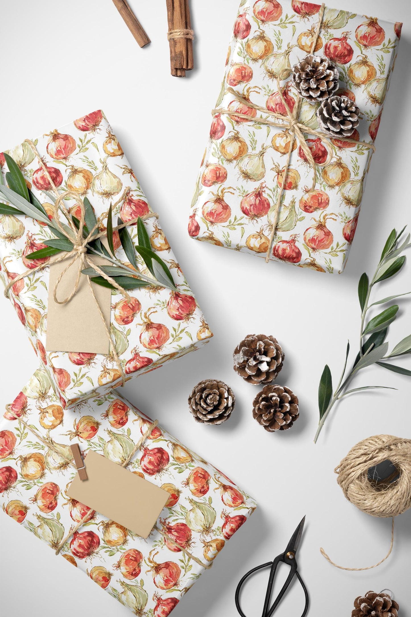 Farmers Market Wrapping Paper Roll Farm Fresh Onions Rustic Country Vegetables Eco Friendly Farmhouse Kitchen Gift Wrap #77