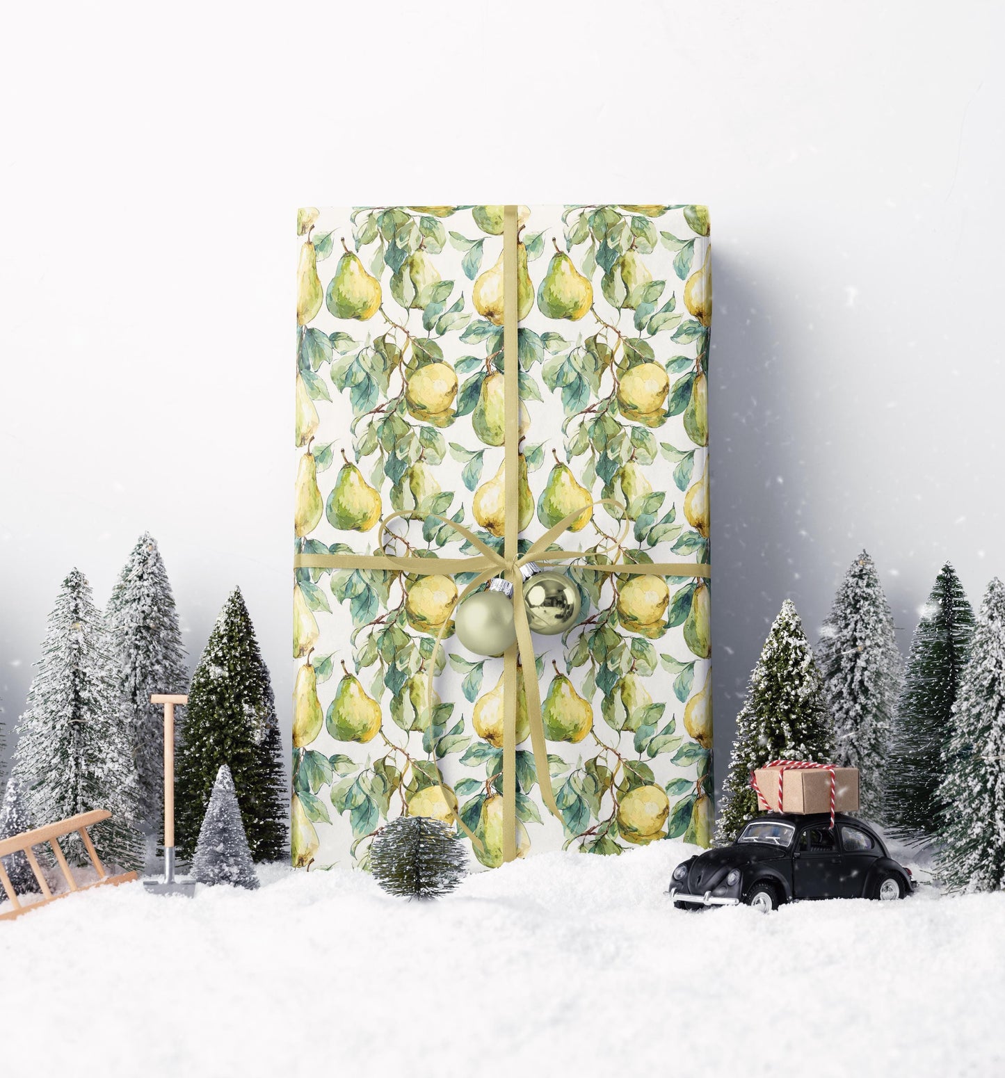 Farmers Market Wrapping Paper Roll Farm Fresh Pears Rustic Country Fruit Eco Friendly Farmhouse Kitchen Organic Gift Wrap #62