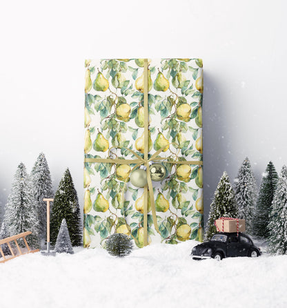Farmers Market Wrapping Paper Roll Farm Fresh Pears Rustic Country Fruit Eco Friendly Farmhouse Kitchen Organic Gift Wrap #62