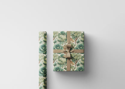 Farmers Market Wrapping Paper Roll Rustic Country Kitchen Kale Leafy Greens Farm Fresh Vegetables Eco Farmhouse Gift Wrap #76