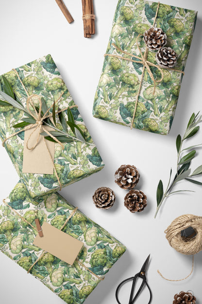 Farmers Market Wrapping Paper Roll Rustic Country Kitchen Broccoli Farm Fresh Vegetables Eco Farmhouse Organic Gift Wrap #68