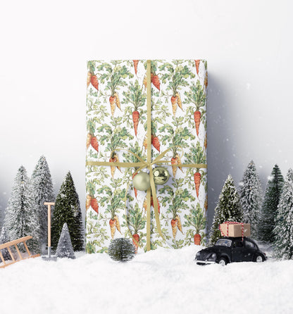 Farmers Market Wrapping Paper Roll Rustic Farm Fresh Carrots Design Eco Friendly Farmhouse Country Kitchen Veggie Gift Wrap #58