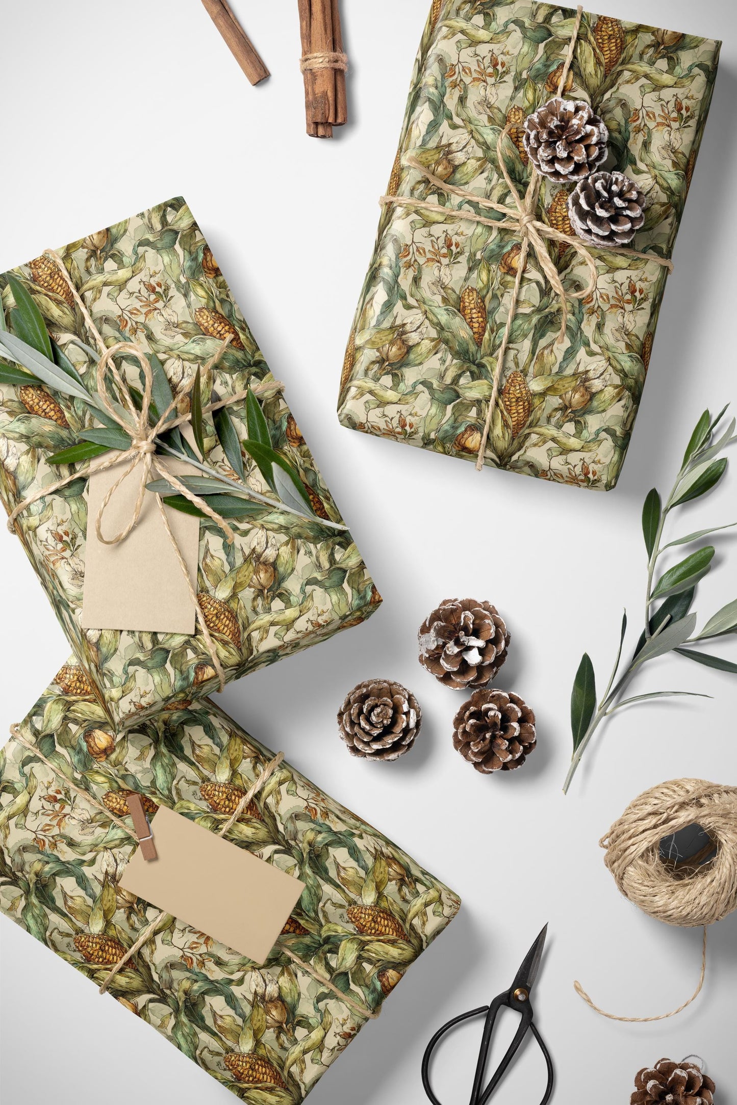 Farmers Market Wrapping Paper Roll Rustic Country Kitchen Corn Farm Fresh Vegetables Eco Farmhouse Organic Gift Wrap #72