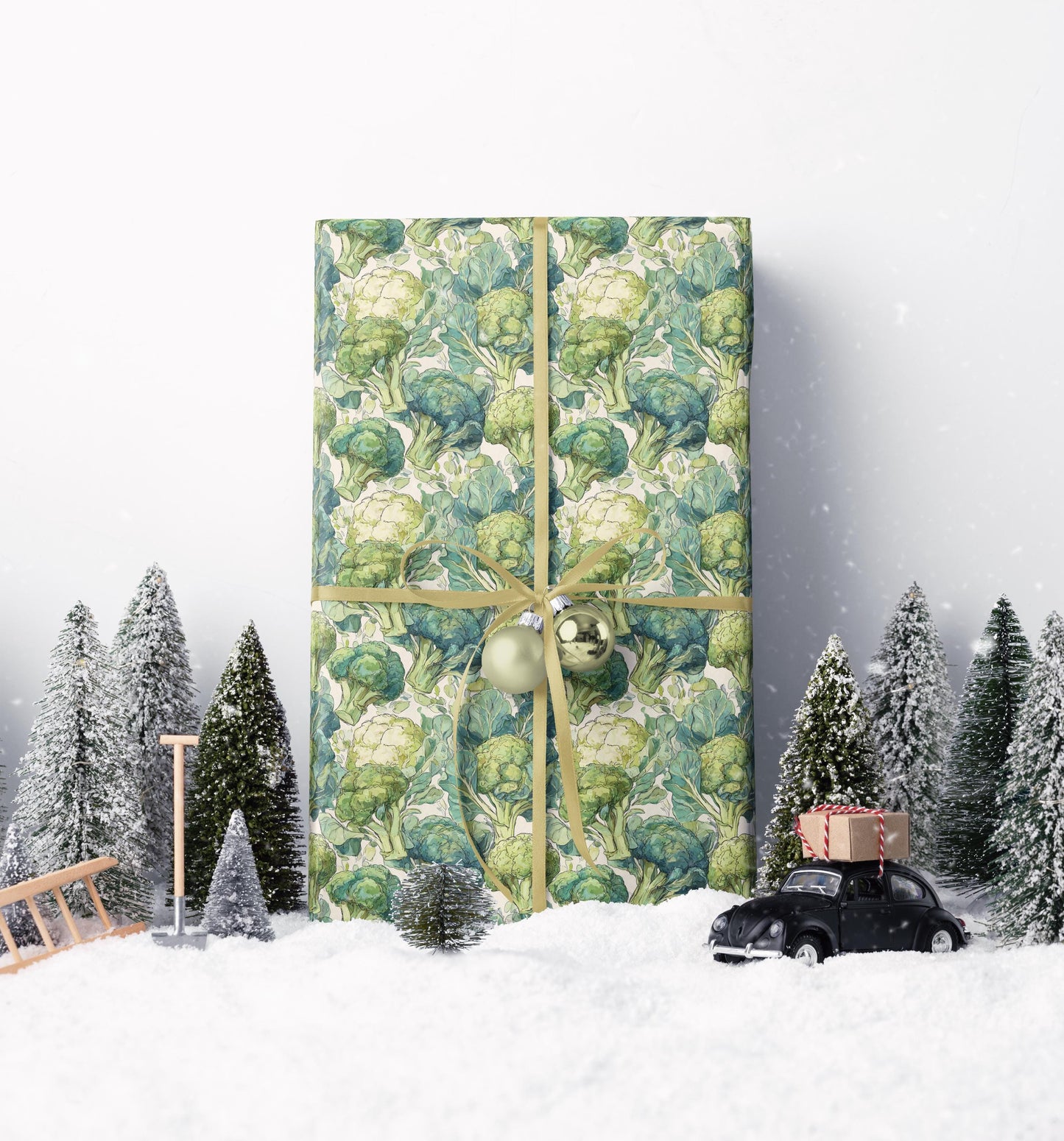 Farmers Market Wrapping Paper Roll Rustic Farmhouse Broccoli Illustration Eco Friendly Cou-3a20-422f-a288-526d113001cc_1_wrapping_paper_fill